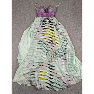 Jovani Dress Womens 2 Multicolor Sequin Sweetheart Silk Chiffon Ball Gown Prom